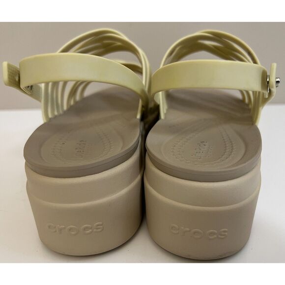 Crocs Brooklyn Strappy Low Wedge Sandals in Bone. Size 8(W). - Picture 5 of 8